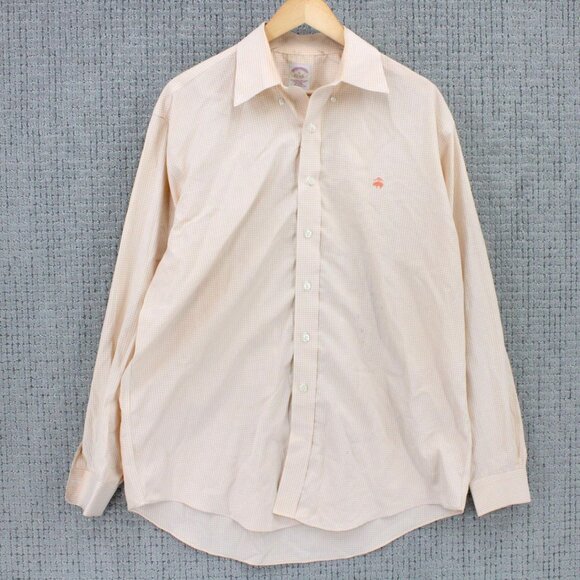 Brook Brothers Shirt Mens Large L Pink Orange Plaid Button Down Long Sleeve - Picture 1 of 9